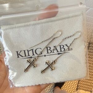 King Baby Silver Cross Earrings